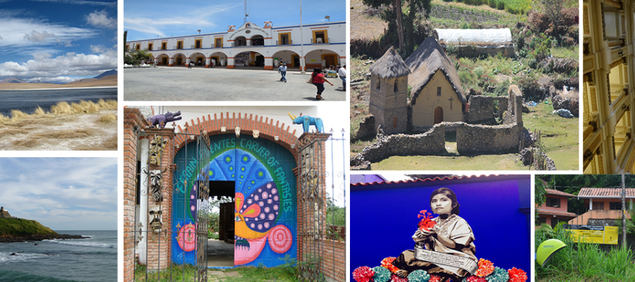 A collage of different Latin American locations